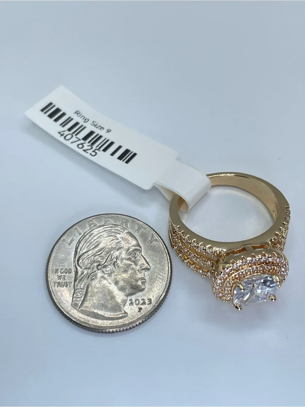 Swarovski Crystal Elements White Crystal Halo Statement Bold Ring Sz 9